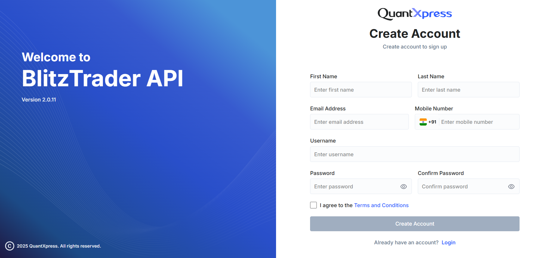 Create Account Page