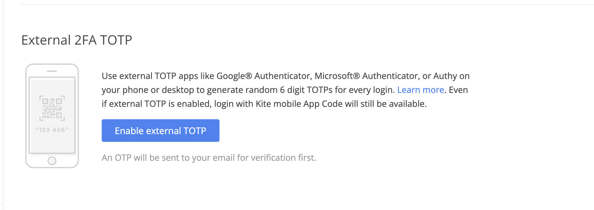 External 2FA TOTP enable
